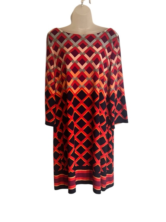 Jessica Howard Dresses & Skirts - Black Red Orange Purple Geometric 3/4 -Sleeve Dress PLUS: XXL #CL